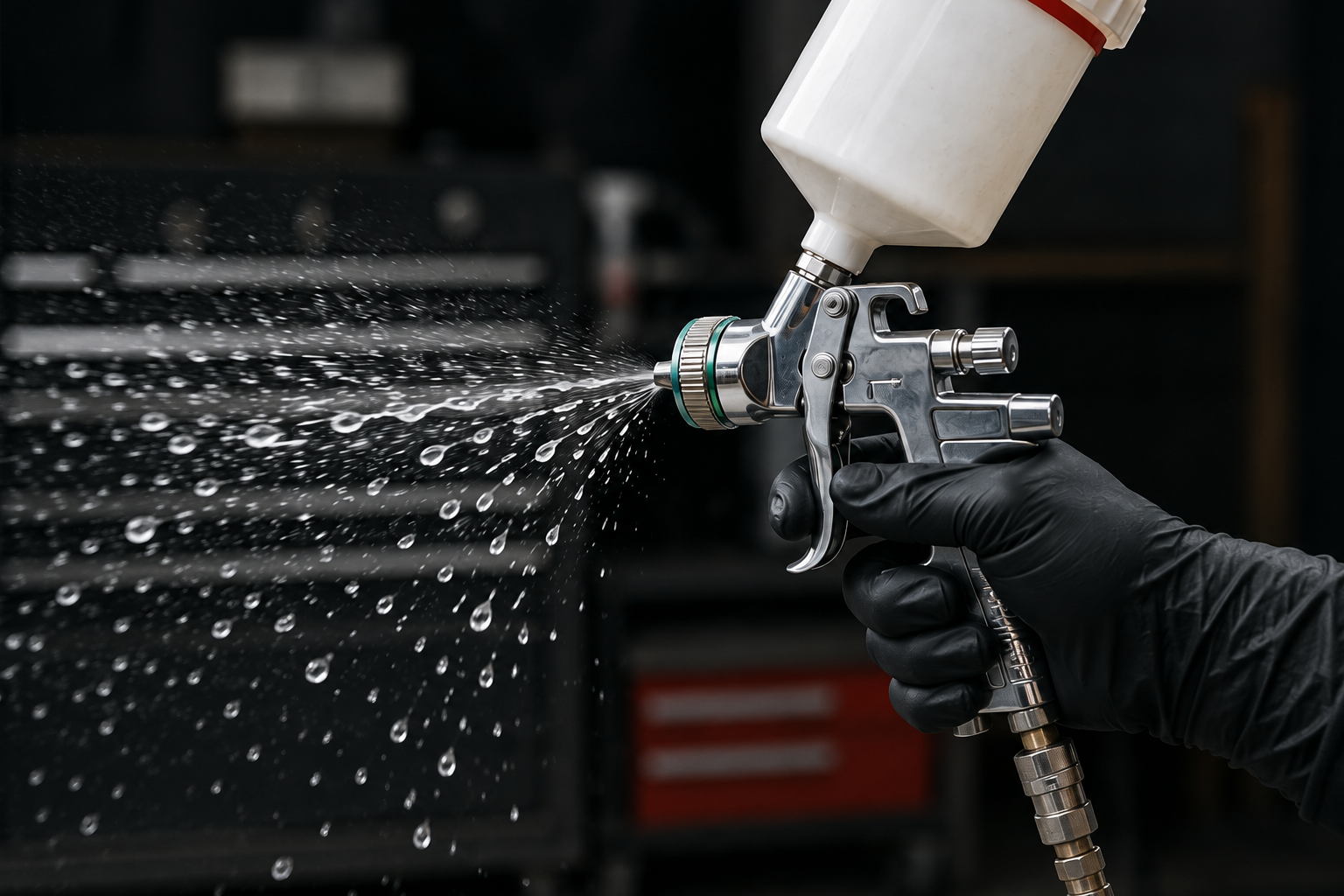 moisture in compressed air coming from paint gun